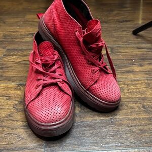 Dr. Martens "Baynes" Perforated Chukka Boots in Red Suede 8US/41EU